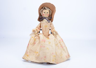 Lot 100 - A fine and large mid to late 18th century English wooden doll