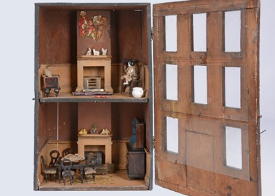 Lot 102 - A small 19th century box back dolls’ house