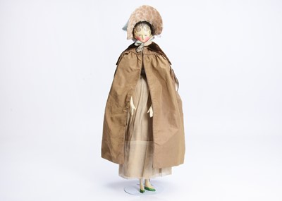 Lot 104 - A fine and large 19th century Grodnertal carved wooden doll with comb tuck