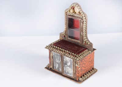 Lot 120 - A late 19th century shell and card dolls’ house display cabinet