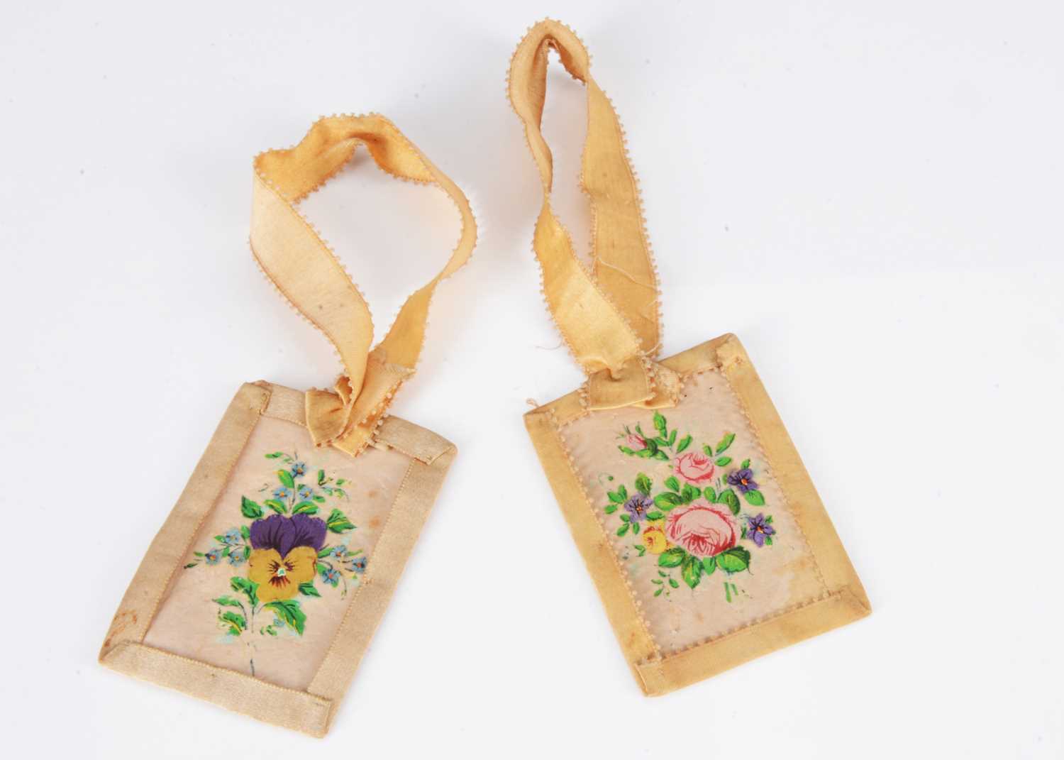 Lot 133 - Two 19th century hand painted dolls’ house flower pictures