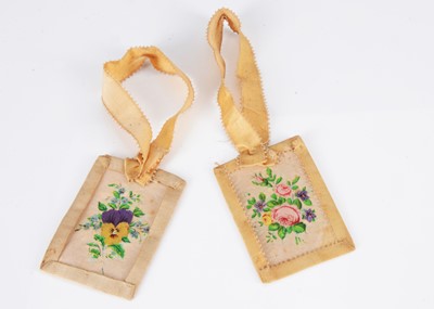 Lot 133 - Two 19th century hand painted dolls’ house flower pictures