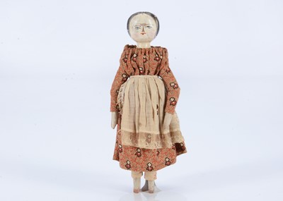 Lot 157 - A late 19th century Grodnertal wooden large scale dolls’ house doll
