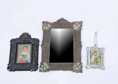 Lot 166 - A large 19th century tinplate dolls’ house mirror