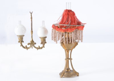 Lot 196 - Late 19th century German gold painted cast metal dolls’ house lighting