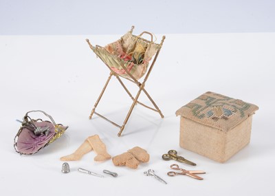 Lot 197 - 19th century dolls’ house sewing