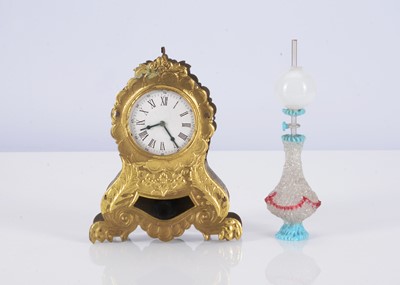 Lot 198 - An 19th century large scale dolls’ house or doll’s gilt metal mantle clock