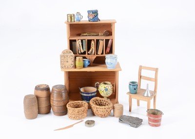 Lot 221 - An 19th century pine dolls’ house housekeeper’s desk