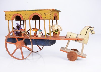 Lot 258 - A late 19th or early 20th century German wooden horse-drawn market cart