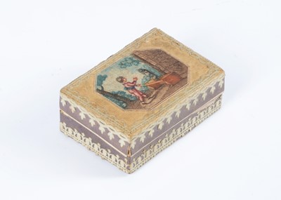 Lot 268 - An early 19th century card box with six glass miniature perfume bottles