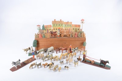 Lot 300 - A late 19th century Erzgebirge painted wooden farm