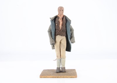 Lot 321 - A rare early 19th century wax headed man doll on Grodnertal wooden body