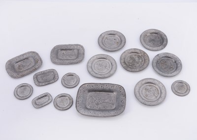 Lot 363 - A set of 19th century dolls’ house pewter plates