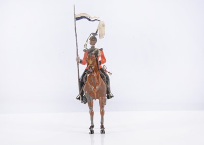 Lot 409 - A rare Haffner ‘Röhrenottos’ mounted Lancer lead toy soldier, circa 1890