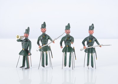Lot 412 - Four 19th century German bristle toy Napoleonic soldiers