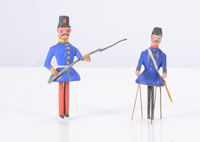 Lot 413 - Two 19th century German bristle toy Napoleonic soldiers