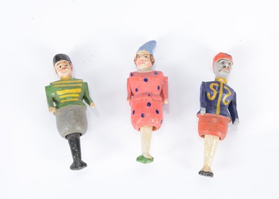 Lot 420 - Three unusual German composition headed wood jumping figures, circa 1900