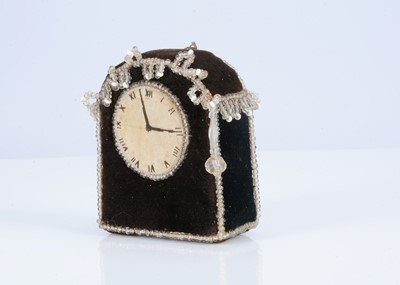 Lot 448 - A late 19th century card and velvet dolls’ house clock
