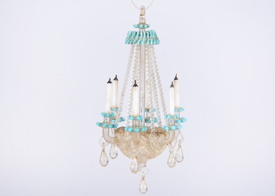 Lot 452 - An early 20th century glass lamp-work dolls’ house chandelier