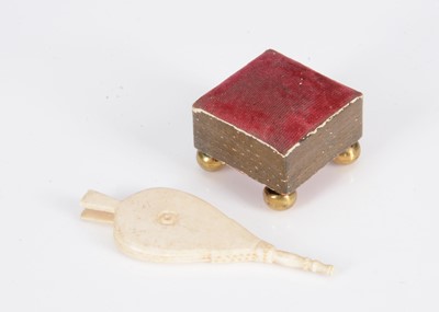 Lot 460 - An 19th century dolls’ house pin cushion foot stool