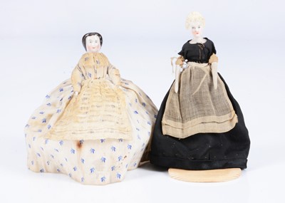 Lot 478 - Two 19th century German shoulder-head dolls’ house dolls’