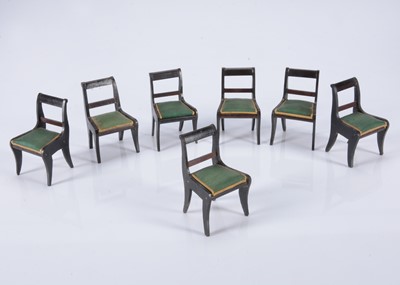 Lot 487 - Seven 19th century Waltershausen dolls’ house dining chairs