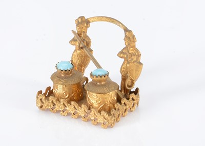 Lot 489 - A rare late 19th century German gilt metal dolls’ house inkwell