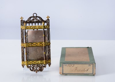 Lot 494 - An 19th century German soft metal dolls’ house bracket shelf, in original box
