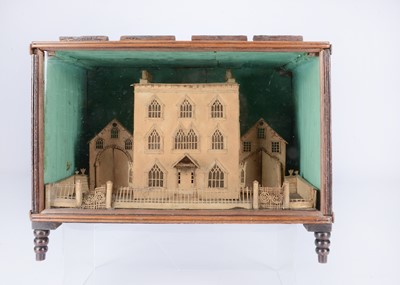 Lot 496 - An 19th century cardboard model house in shadow box