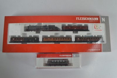 Lot 7 - Fleischmann N Gauge German Steam Passenger Train Pack and Electric Locomotive (2)