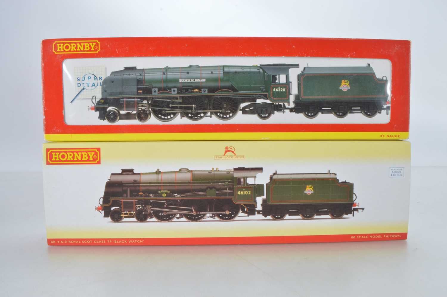 Lot 79 - Hornby (China) boxed 00 Gauge BR green Duchess Class and 7P Class Locomotives and Tenders (2)