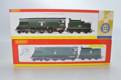 Lot 80 - Pair of Hornby (China) boxed 00 Gauge BR green Battle of Britain Locomotives and Tenders (2)