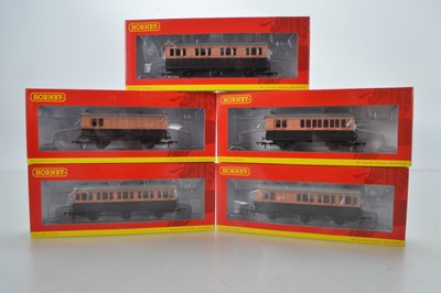 Lot 90 - Hornby (China) boxed 00 Gauge LSWR Salmon and Brown 4 and 6-wheel Coaches (5)