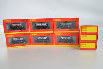 Lot 94 - Hornby (China) boxed 00 Gauge 6-wheel Milk Tank wagons including Express Dairy Triple Pack (9 wagons)