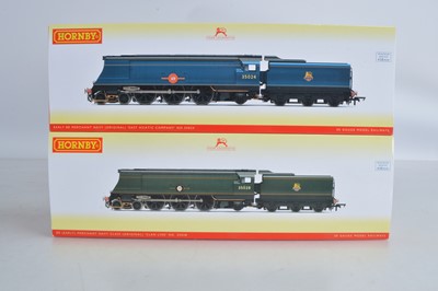 Lot 96 - Hornby (China) boxed 00 Gauge BR Merchant Navy and West Country Class unrebuilt Locomotives and Tenders (2)