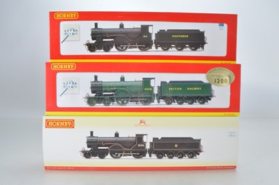 Lot 135 - Hornby (China) boxed 00 Gauge SR black and BR green and black Class T9 Greyhound 4-4-0 Locomotives and Tenders (3)
