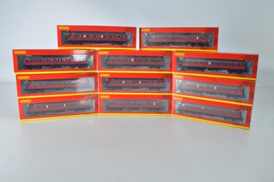 Lot 191 - Hornby (China) boxed 00 Gauge BR ex LSWR maroon Non-Corridor Suburban Coaches (11)