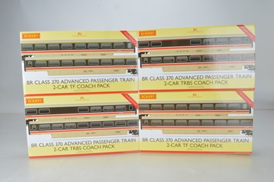 Lot 212 - Hornby (China) boxed 00 Gauge BR Class 470 Advanced Passenger Train Set TF and TRBS  2- Coach Packs for use with 370 001 and 370 002 and 370 003 and 370 004 Sets (4)