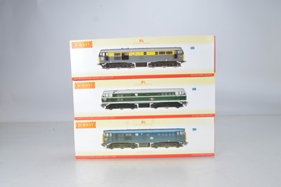 Lot 215 - Hornby (China) boxed 00 Gauge BR green and blue and Railfreight grey and yellow Class31 Diesel Locomotives (3)