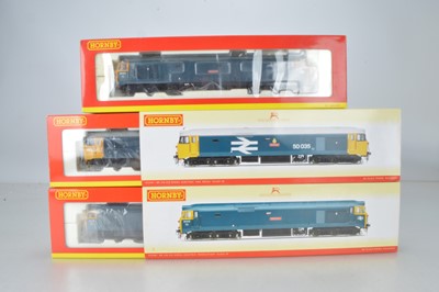 Lot 219 - Hornby (China) boxed 00 Gauge BR blue Class 50 Diesel Locomotives (3)
