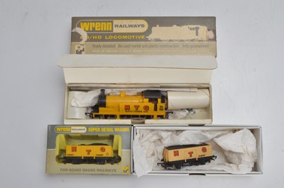 Lot 412 - Wrenn 00 Gauge boxed W2202 NTG yellow 0-6-0 Tank engine No 56 and two W5034 NTG yellow Open wagons (3)