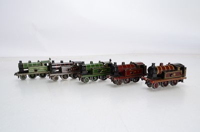 Lot 431 - Bing Table Top 00/H0 Gauge clockwork 2-4-0 lined Tank Locomotives (5)