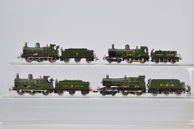 Lot 432 - Four 00 Gauge Kitbuilt GWR green small Tender Locomotives (4)