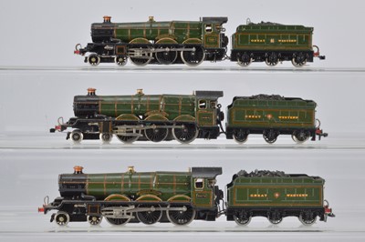 Lot 433 - Three Wrenn 00 Gauge repainted and renamed GWR green Castle Class Locomotives and Tenders (3)