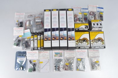 Lot 467 - Express Models and Woodland Scenics Just Plug Lighting System and other makers 00 Gauge lighting kits for Model Railways including Tower Yard Lamp Shop Lights and Flashing Lights (qty)