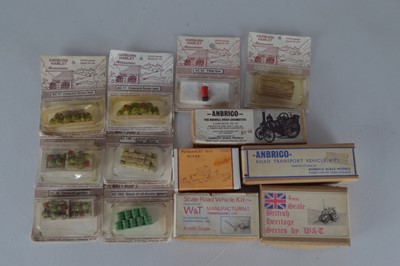 Lot 471 - Anbrico and W&T whitemetal 00 Gauge unmade boxed Traction Engine kits Springside Models Hut kit and various Harburn Hamlet scenic accessories (13)