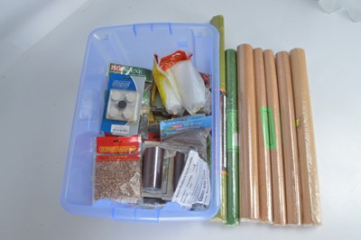 Lot 473 - 00 Gauge Scenic Scatter materials, rolls of scenic coating Tunnel Mouths and Bridge parapets and various Styrene sheeting and strips by various makers (70)
