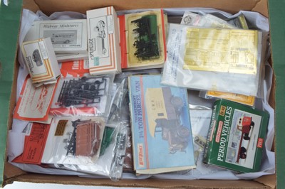 Lot 481 - 00 Gauge Plastic Brass and whitemetal  Rolling Stock Railway Accessories and Vehicles unmade kits by various makers (28)