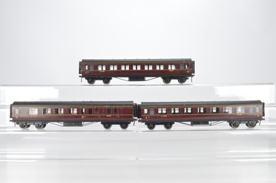 Lot 573 - Exley K5 O Gauge LMS 3rd All Brake No 6110, all 3rd corridor No 7217 and all 1st No 5148 (3)