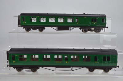 Lot 604 - Exley O Gauge K6 Southern Railway Portsmouth Power Car EMU No 3050 / 11155 in original box and a K5 Trailing Car No 3050/2022 in modern Millibox (2)